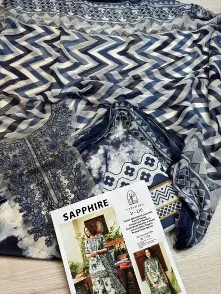 Sapphire White Digital Printed Lawn Collection Replica - Image 3