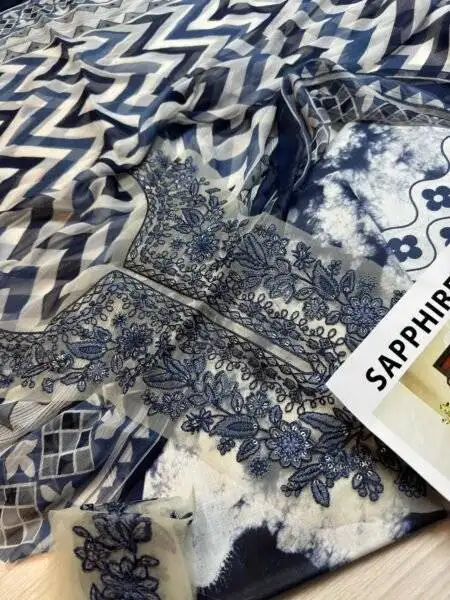 Sapphire White Digital Printed Lawn Collection Replica - Image 2